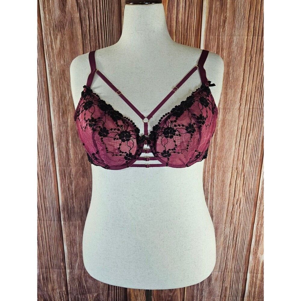 Cacique Unlined Lace Strappy Plunge Bra Size 40DD